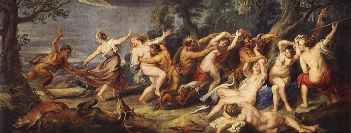 RUBENS, Pieter Pauwel Diana and her Nymphs Surprised by the Fauns Norge oil painting art